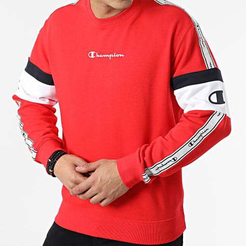 Sweat Crewneck A Bandes 217191 Rouge