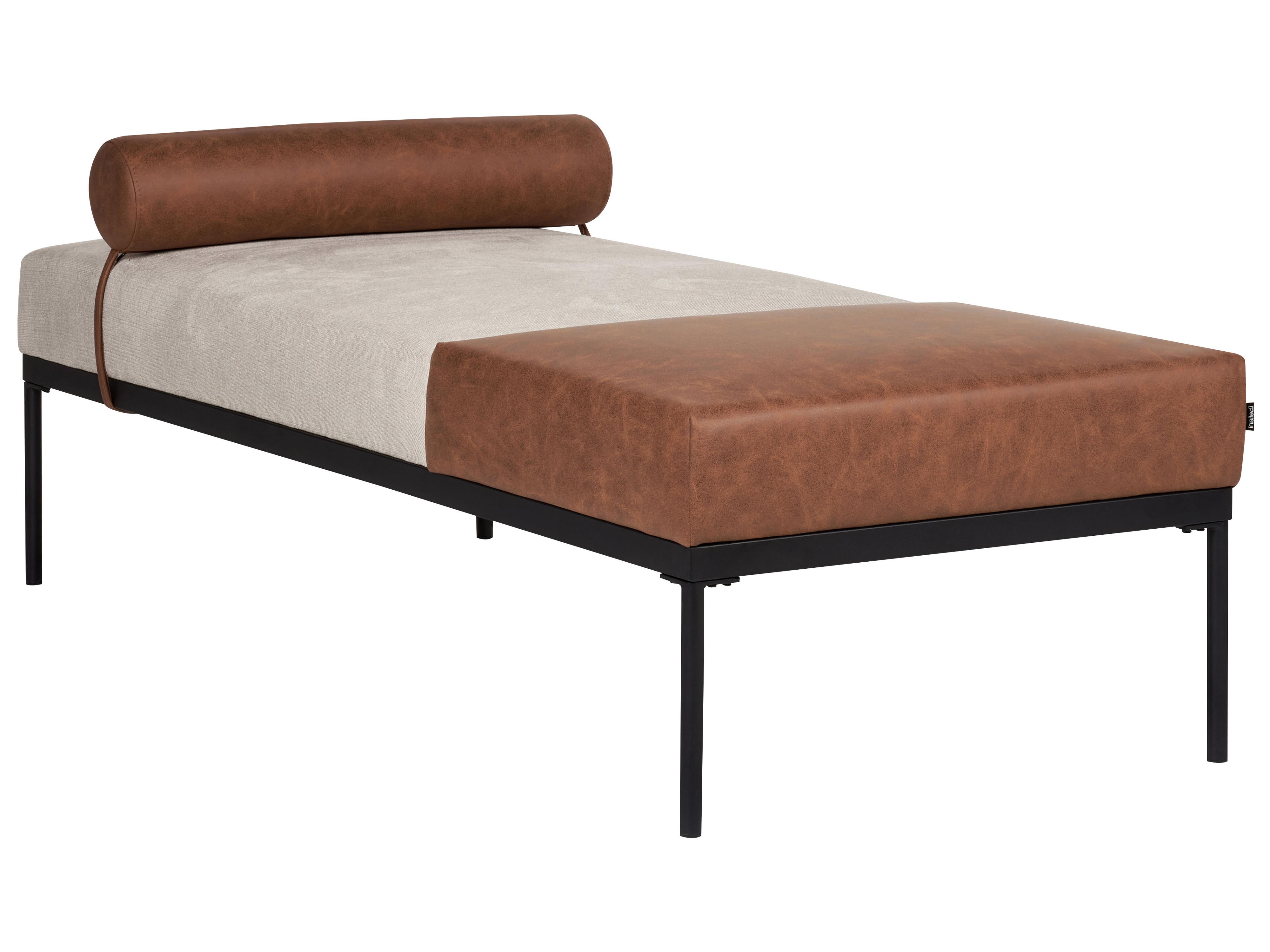 Chaise longue MALMOS Kunstlinnen Kunstleer Bruin