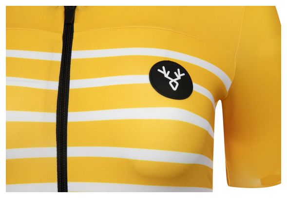 Maillot Manches Courtes Femme LeBram Ventoux Jaune Coupe Ajustée