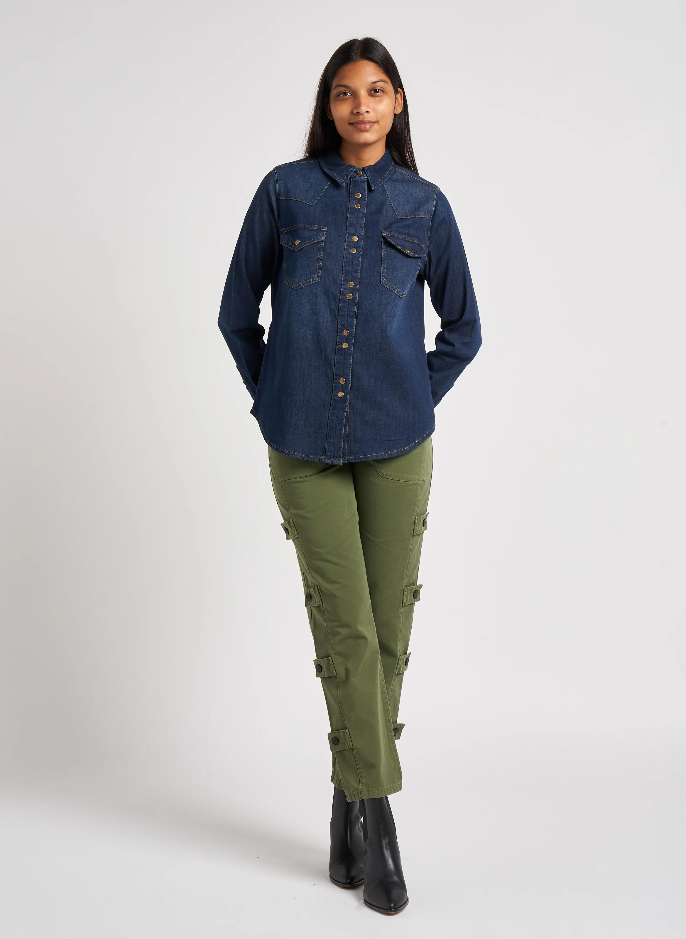 CLIMA - Pantalon droit en coton | Kaki