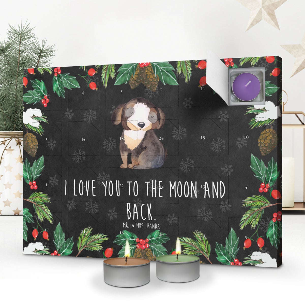 Mr. & Mrs. Panda Geurkaars Adventskalender voor Honden - Zwart