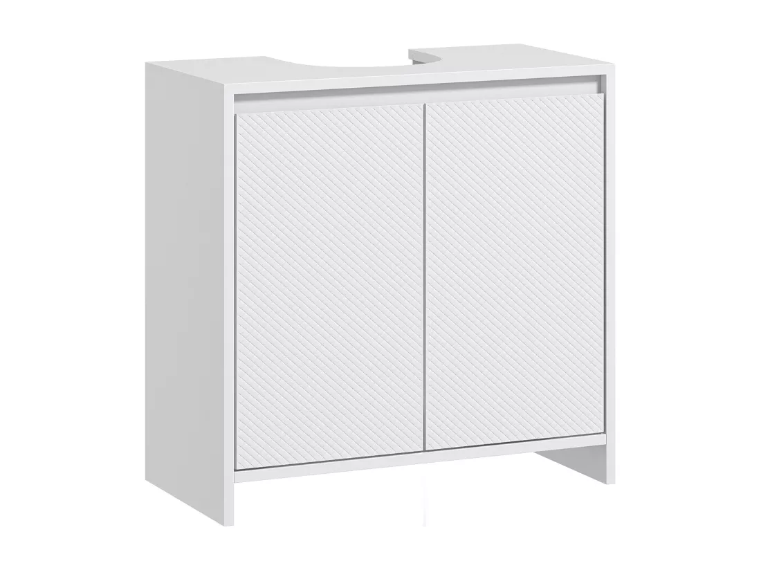 Meuble sous vasque design contemporain 2 portes étagère dim. 60L x 30l x 60H cm blanc