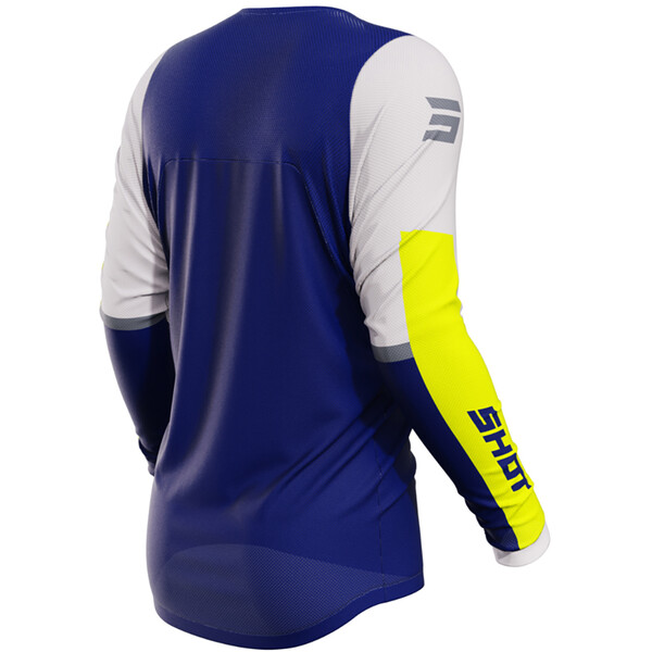 Shot - Maillot Contact Iron Navy / Blanc / Jaune fluo