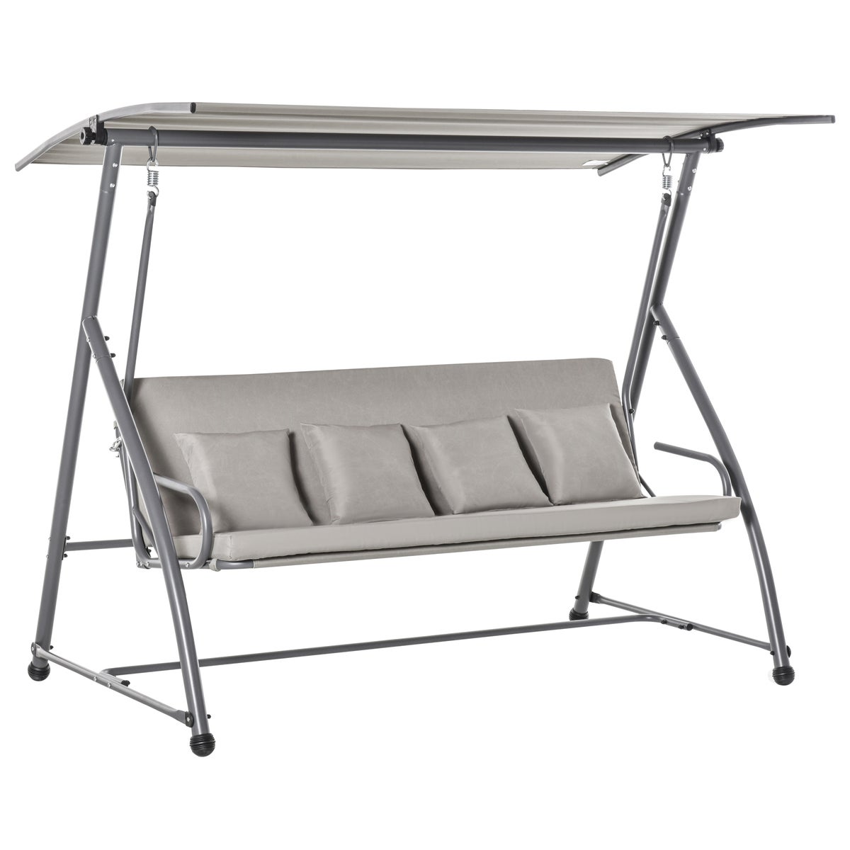 Outsunny Hollywood Swing, 3-zits tuinschommel met verstelbare luifel, 215 x 120 x 165 cm, polyester, bruin