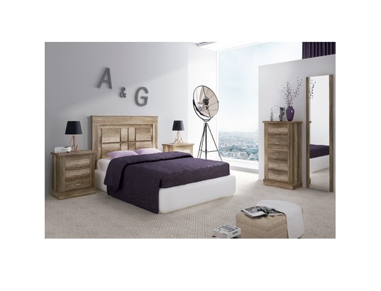 PEGANE - Chiffonnier, meuble de rangement coloris chêne vieilli
