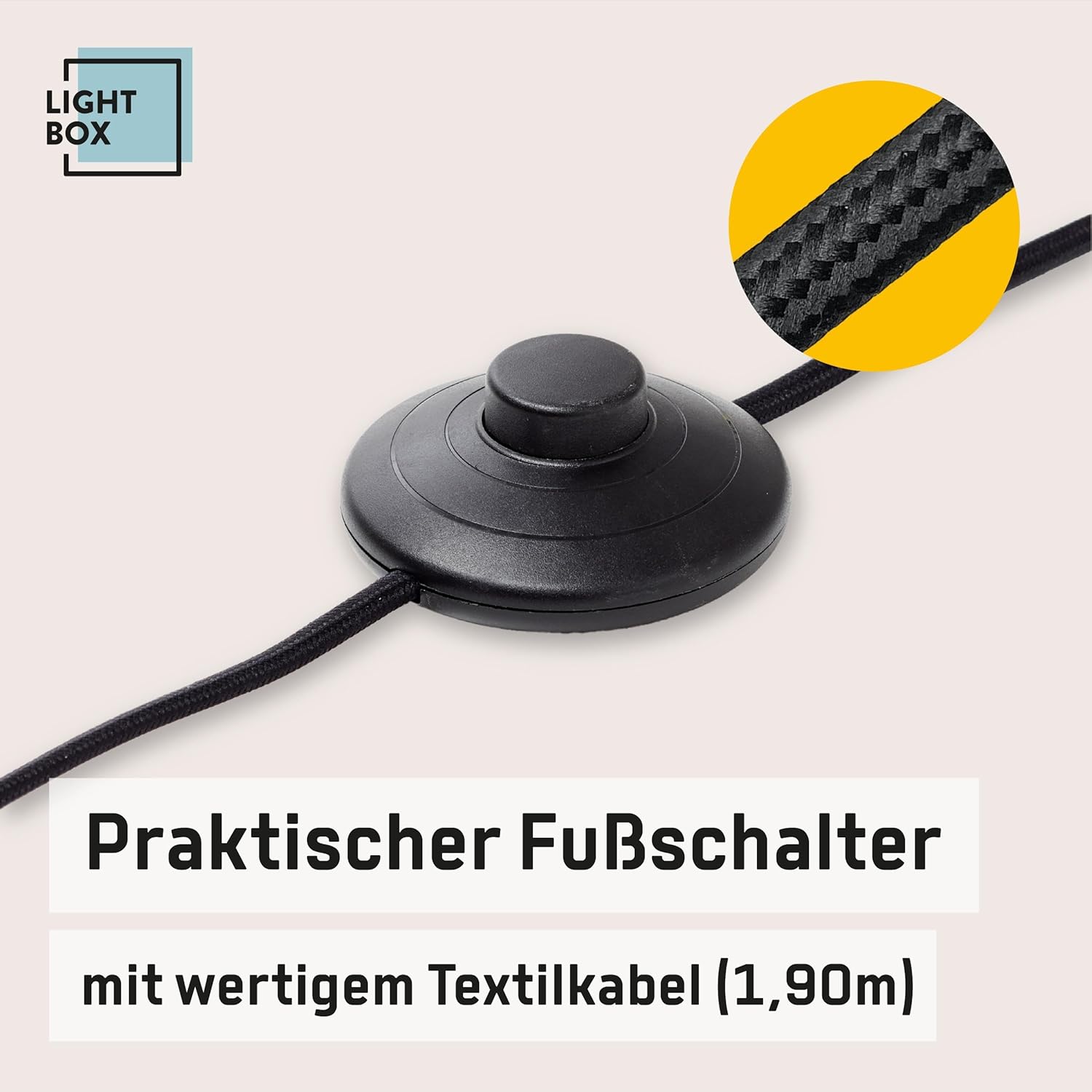 Lightbox LED Stehlampe | 120 cm | Holz Standleuchte mit Fuß-Druck-Schalter & LED Profilband | Wohnzimmer Deko Lampe | aus Aluminium/Metall/Kiefernholz in Schwarz | Contemporary/Industrial Style