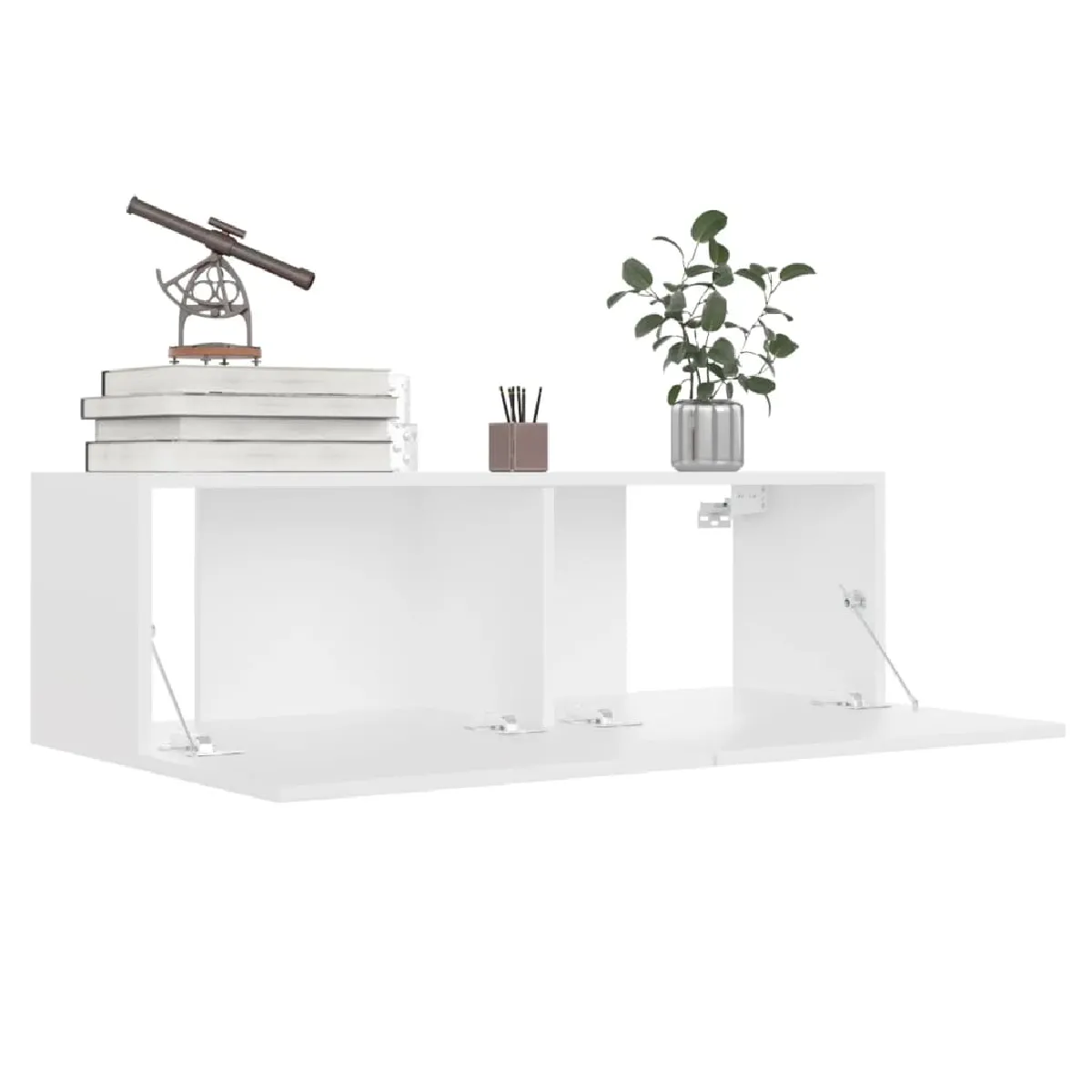 vidaXL Meuble TV mural - Blanc - 100 cm - Bois d'ingénierie