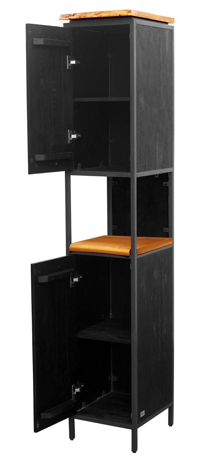 Hochschrank NATURE CALLS 34,5 x 190 cm Schwarz/ Akazie Natur
