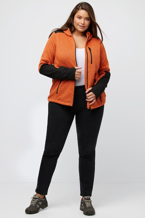 Fleecejacke, Reflektordruck, Kapuze, Daumenloch