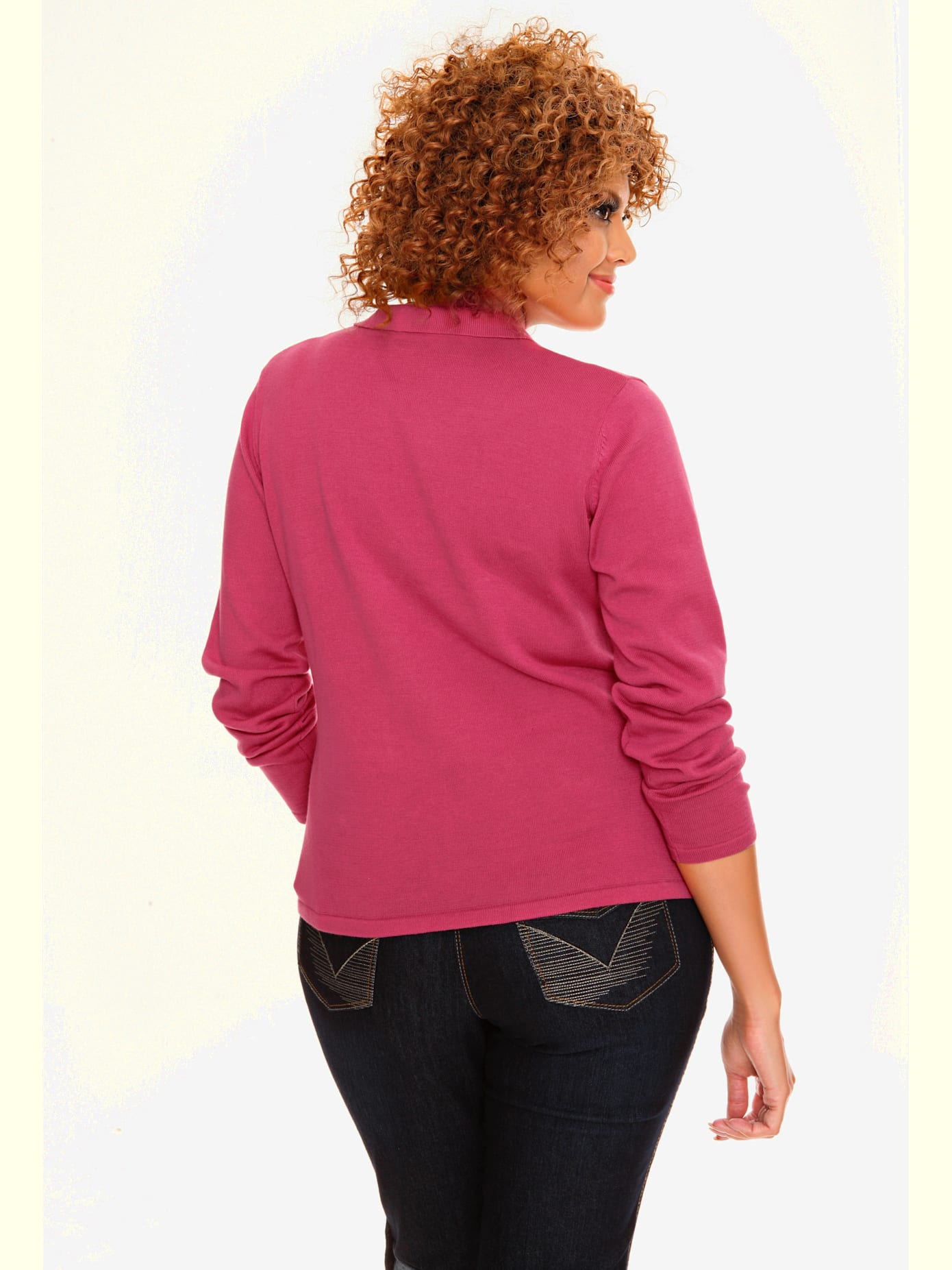 Veste en tricot fin superbe basique avec poches plaquées