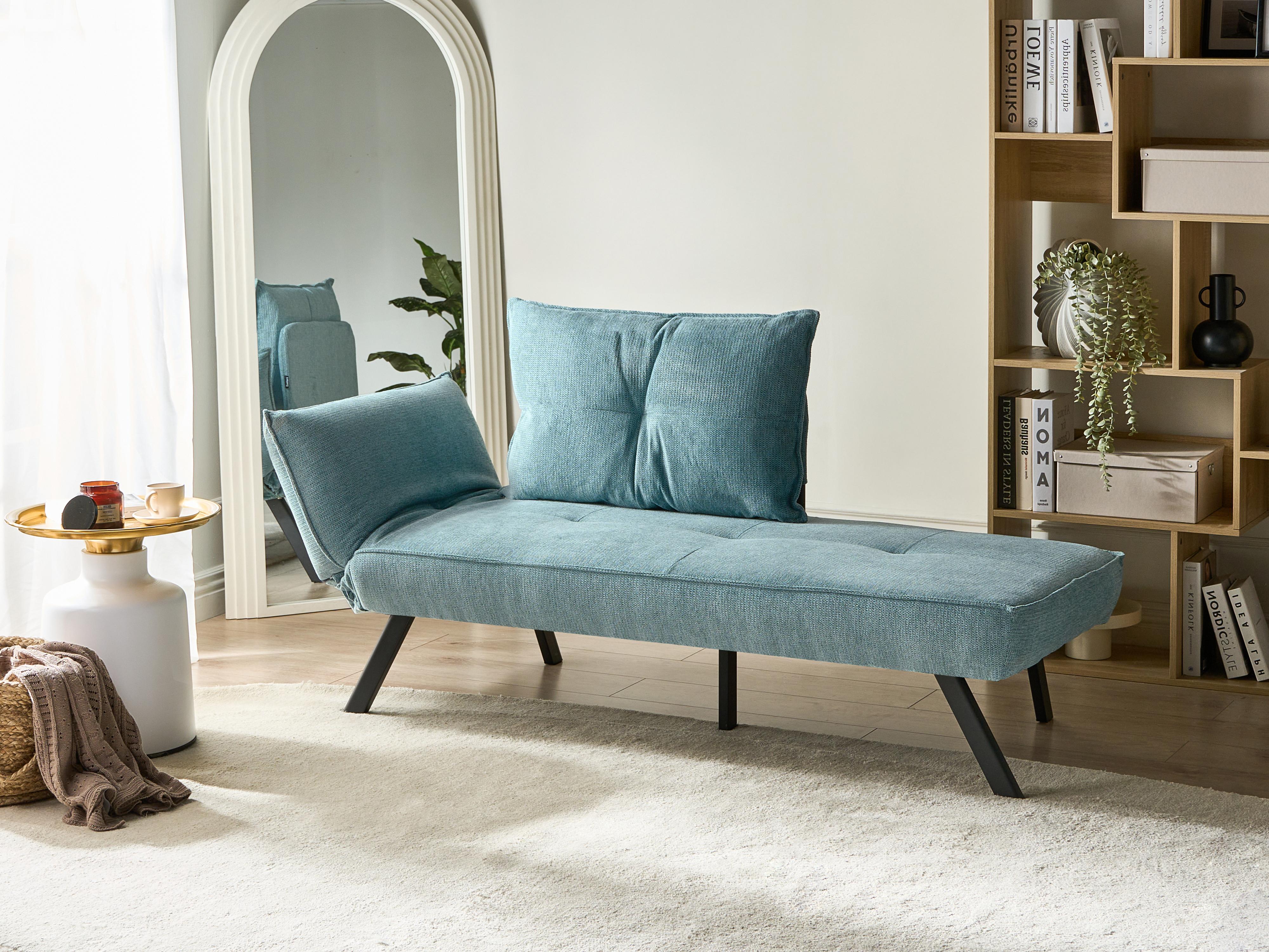 Linkszijdige chaise longue ROCAMADOUR Stof Lichtblauw