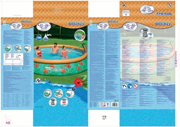Bestway Fast Set 57416, 9677 L, Indrammet/oppustelig pool, Voksen & barn, Flerfarvet, 24,2 kg
