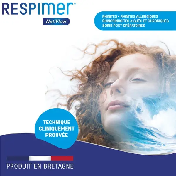 Refil Respimer Netiflow para Irrigação Nasal, Água do Mar para Nariz e Seios Nasais, 16 Sachês