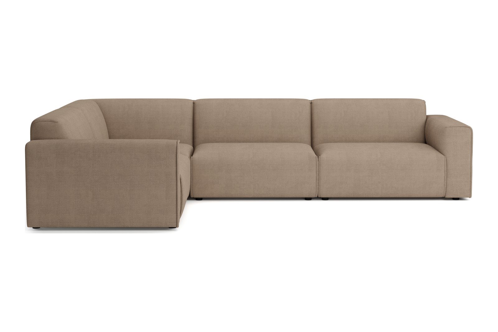 Monaco hjørnesofa 1,5/3 hjørnesofa. Tekstil Fjord 4 Antilope med sorte ben. Std komfort.