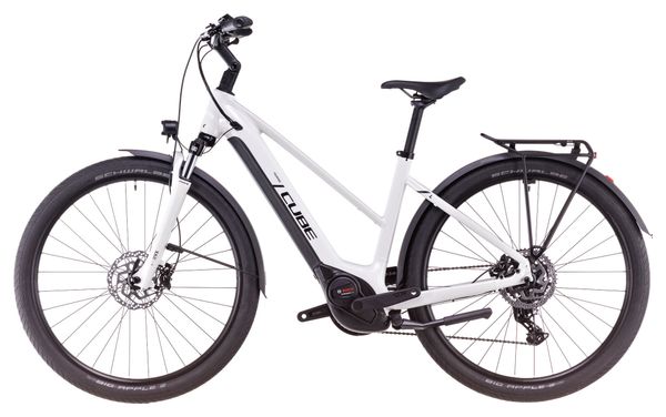 VTC Électrique Cube Touring Hybrid One 625 Trapeze Shimano Cues 9V 625 Wh 700 mm Blanc Cotton Gris 2025