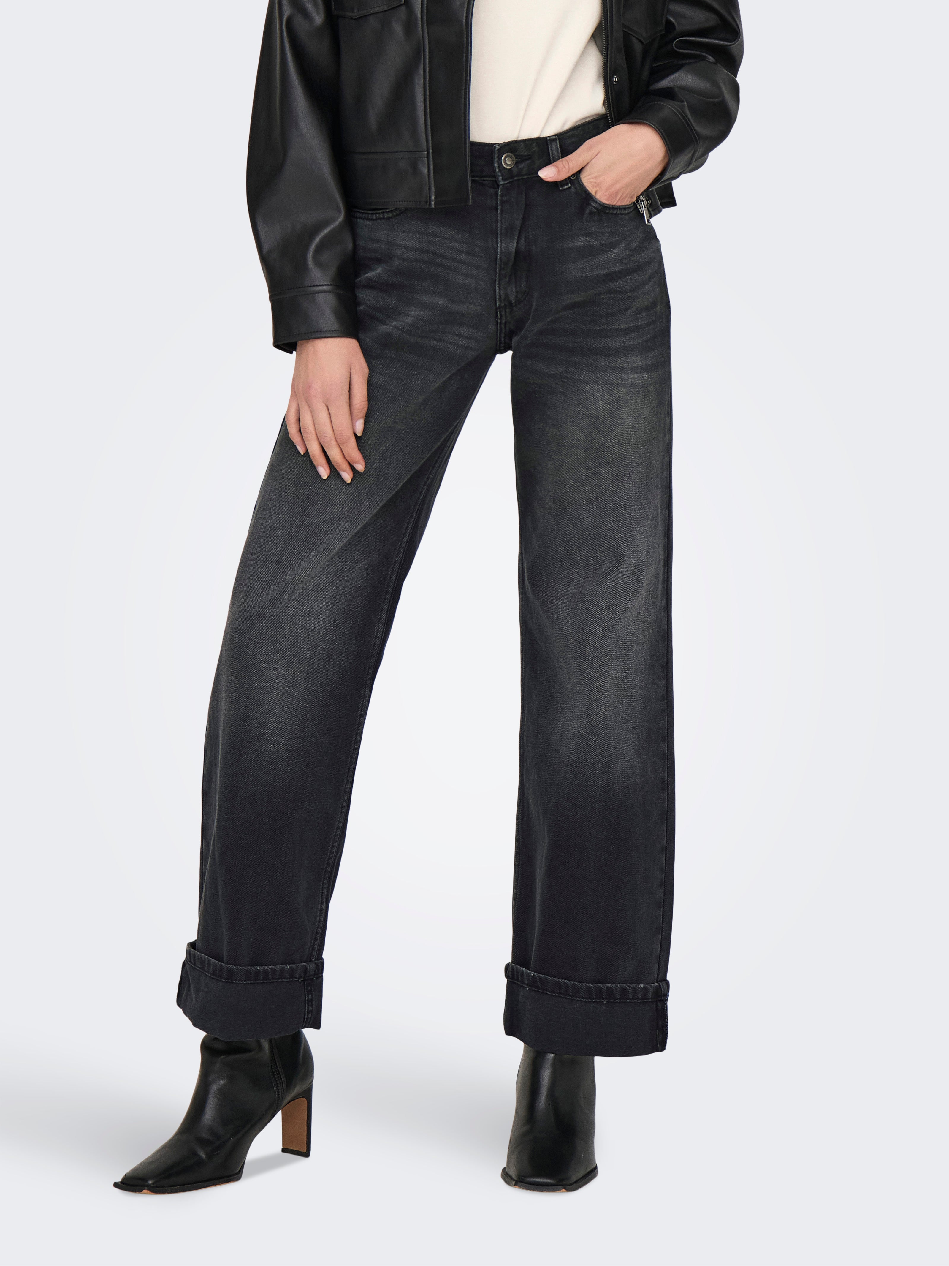 ONLELLA Mittlere Taille Gerade geschnitten Jeans Washed Black