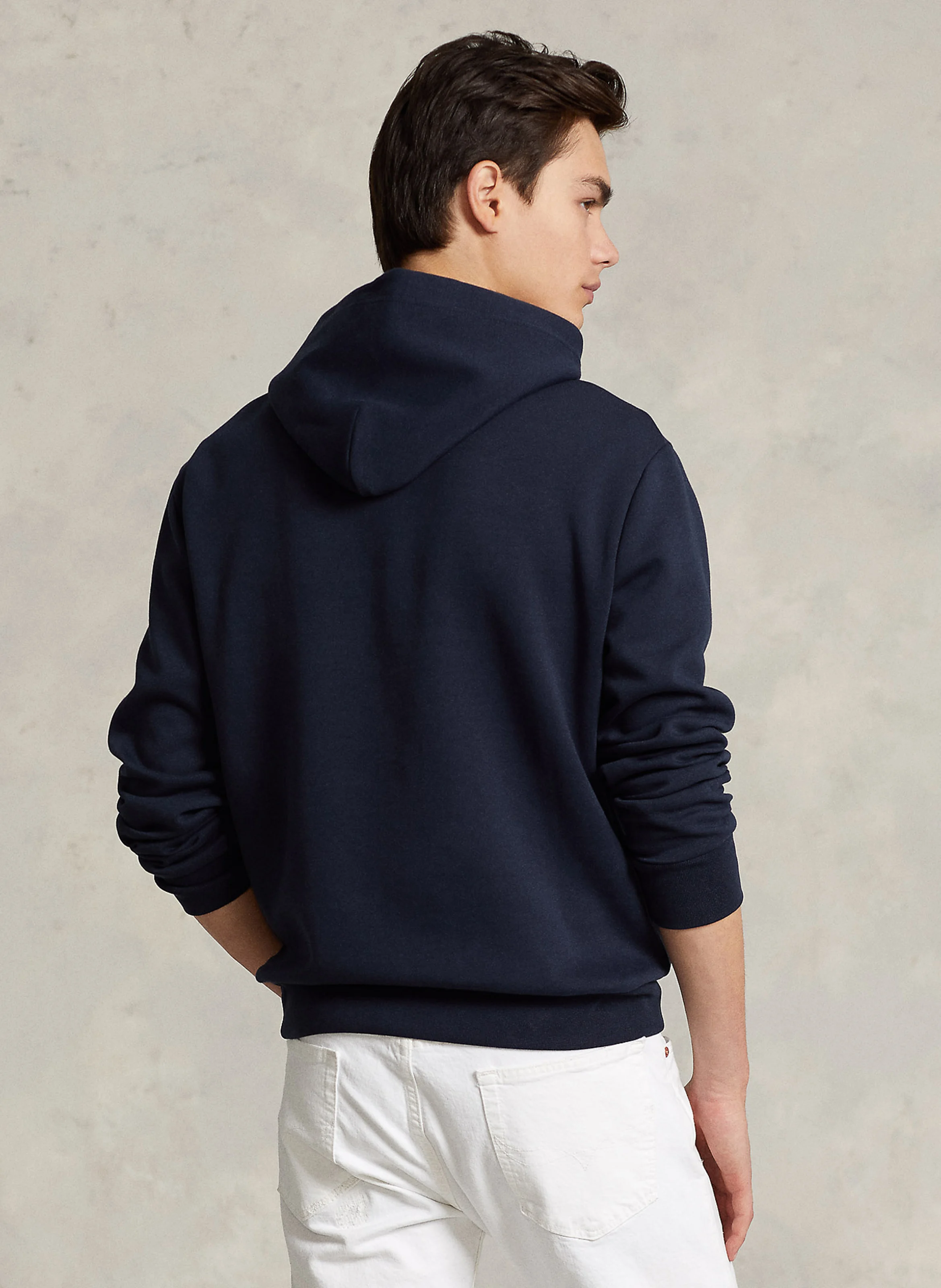 Sweat à capuche regular-fit brodé en coton mélangé | Bleu