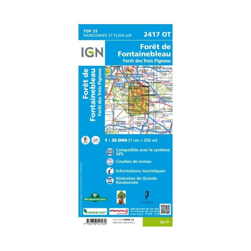 Forêts de Fontainebleau et des Trois Pignons - Carte topographique