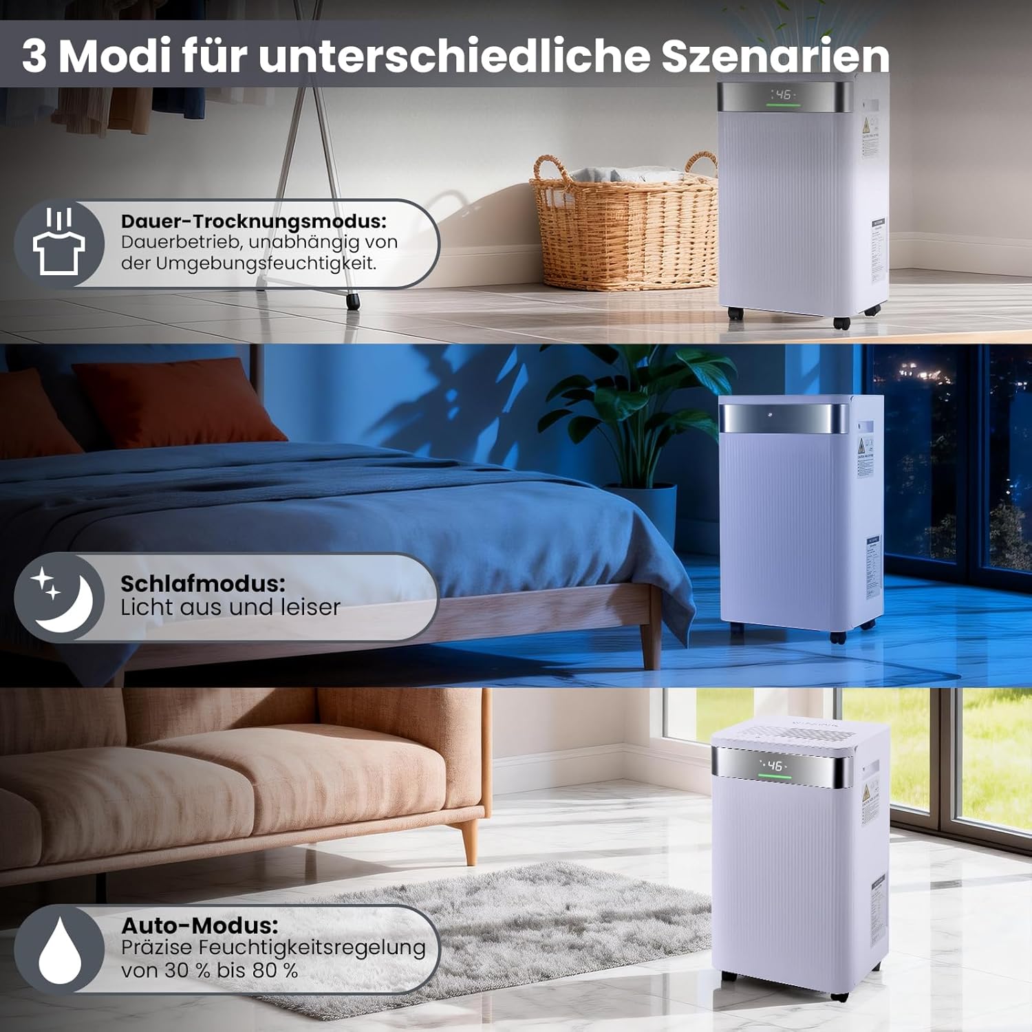Luftentfeuchter, BLITZHOME 20L/24H Entfeuchter Elektrisch für ca.40m², WiFi App-Steuerung, 4,5L Tank, LED-Anzeige,Timer, Ionen, Schlafmodus, Kindersicherung, Raumentfeuchter für Home Keller Wohnung