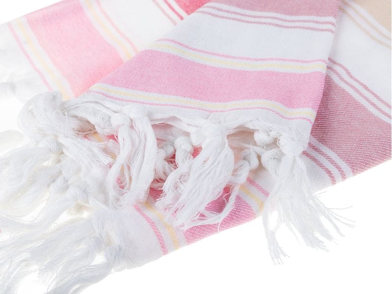 KOOR Strandtuch 90 x 180 cm, Pink/Weiss Grosses Strandtuch für den Sommer