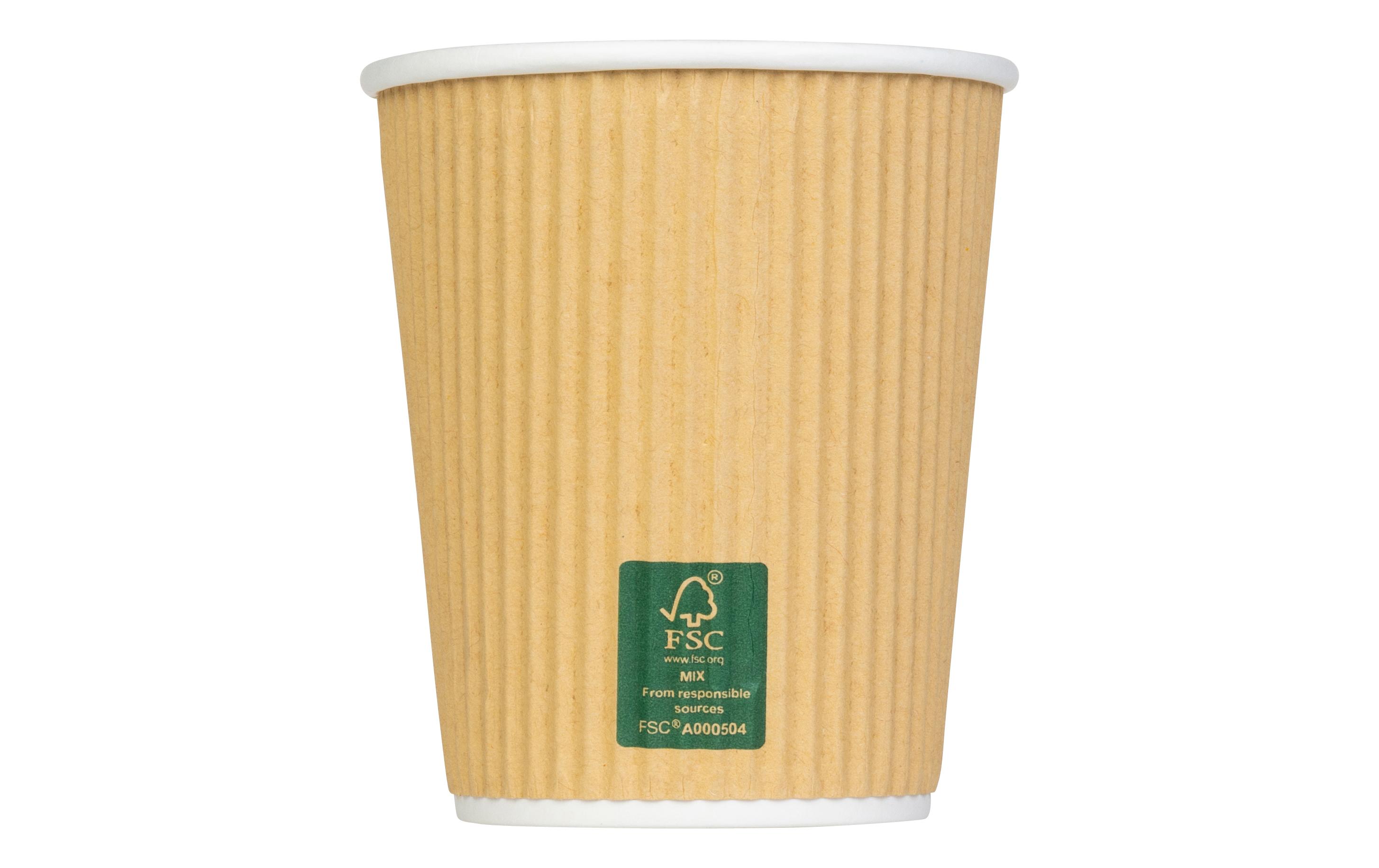 Einweg-Kaffeebecher 270 ml, 50 StückGeriffelte Pappbecher