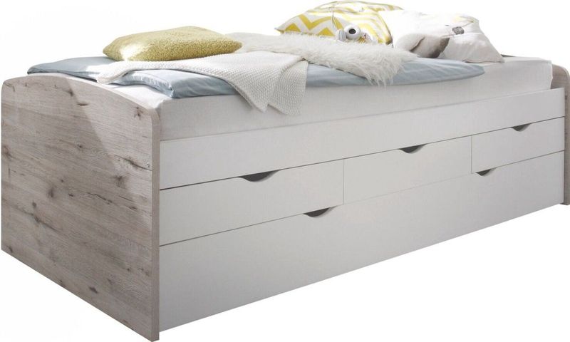 Kajuitbed Nessi Zand Eiken Wit 90 x 200 cm