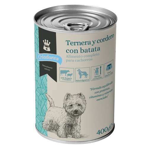 Ração enlatada para filhotes de vitela e cordeiro da Breeders