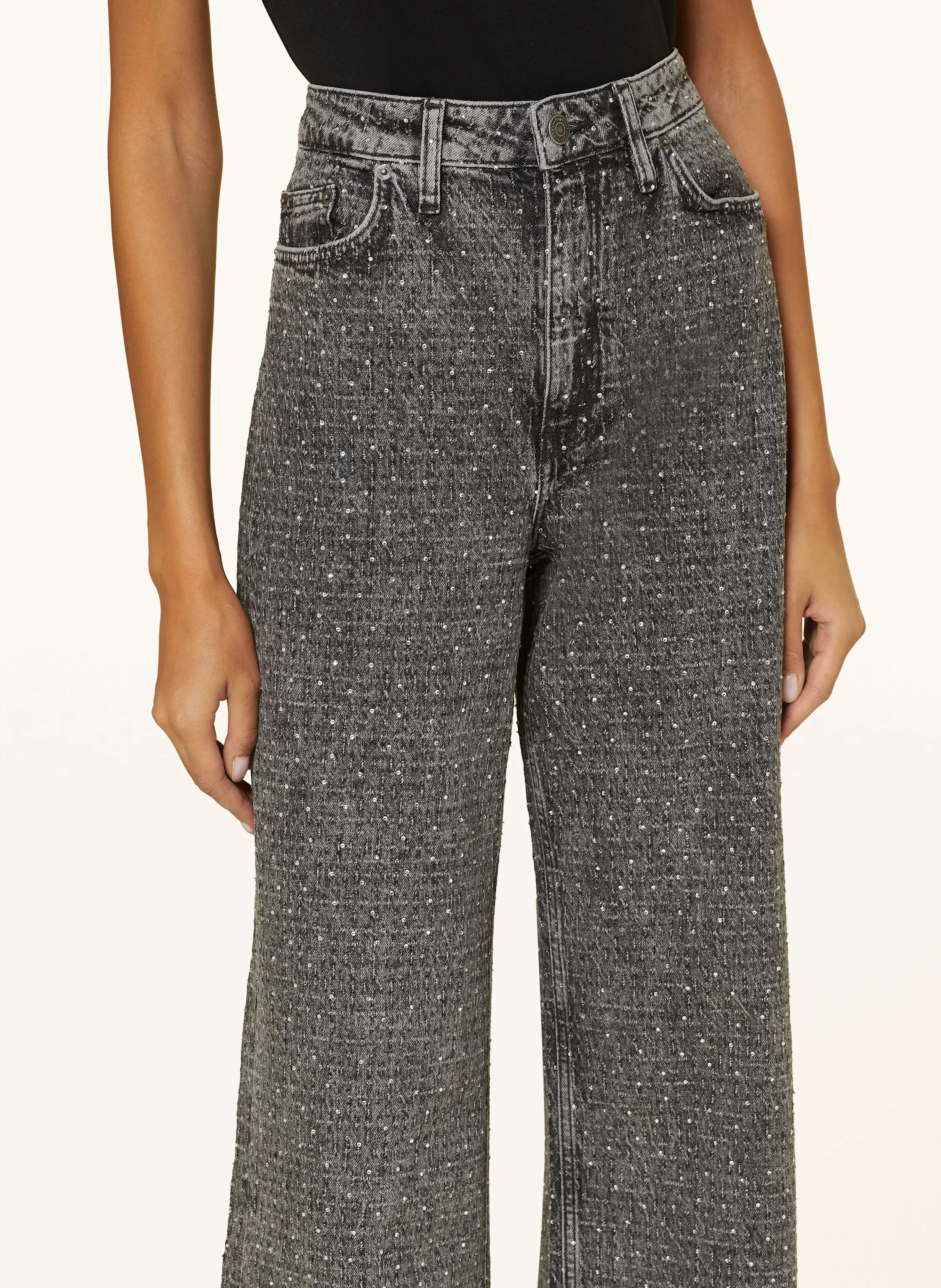 maje Straight Jeans mit Schmucksteinen