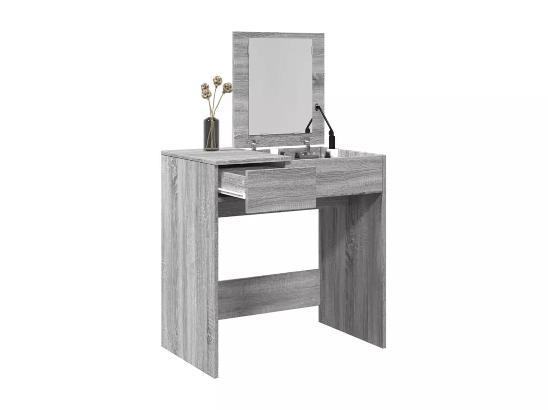 Coiffeuse avec miroir sonoma gris 73x46,5x120 cm