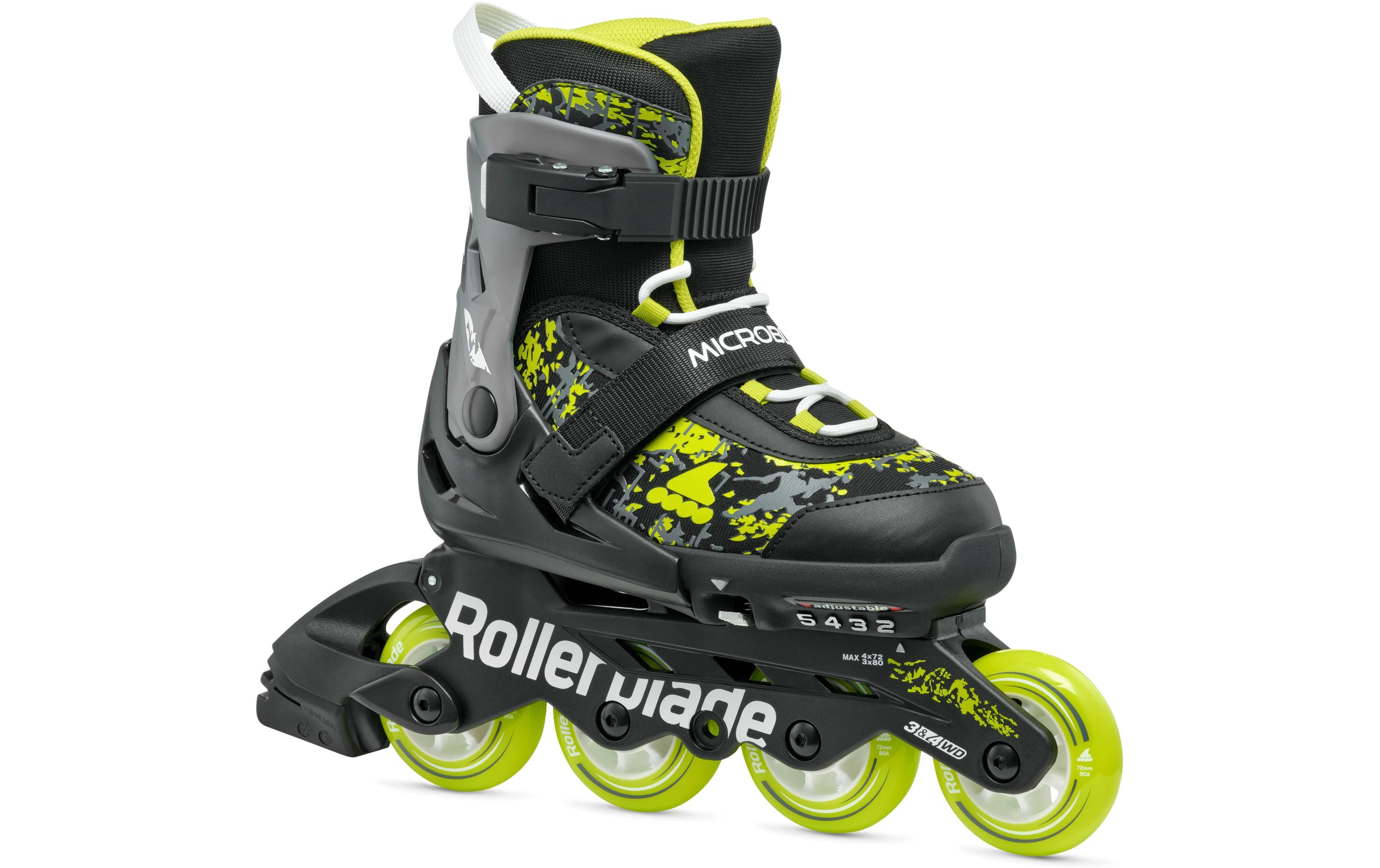 Inline-Skates Microblade SL Schwarz/Lime, 36.5-40.5Verstellbare Inline-Skates für Kinder