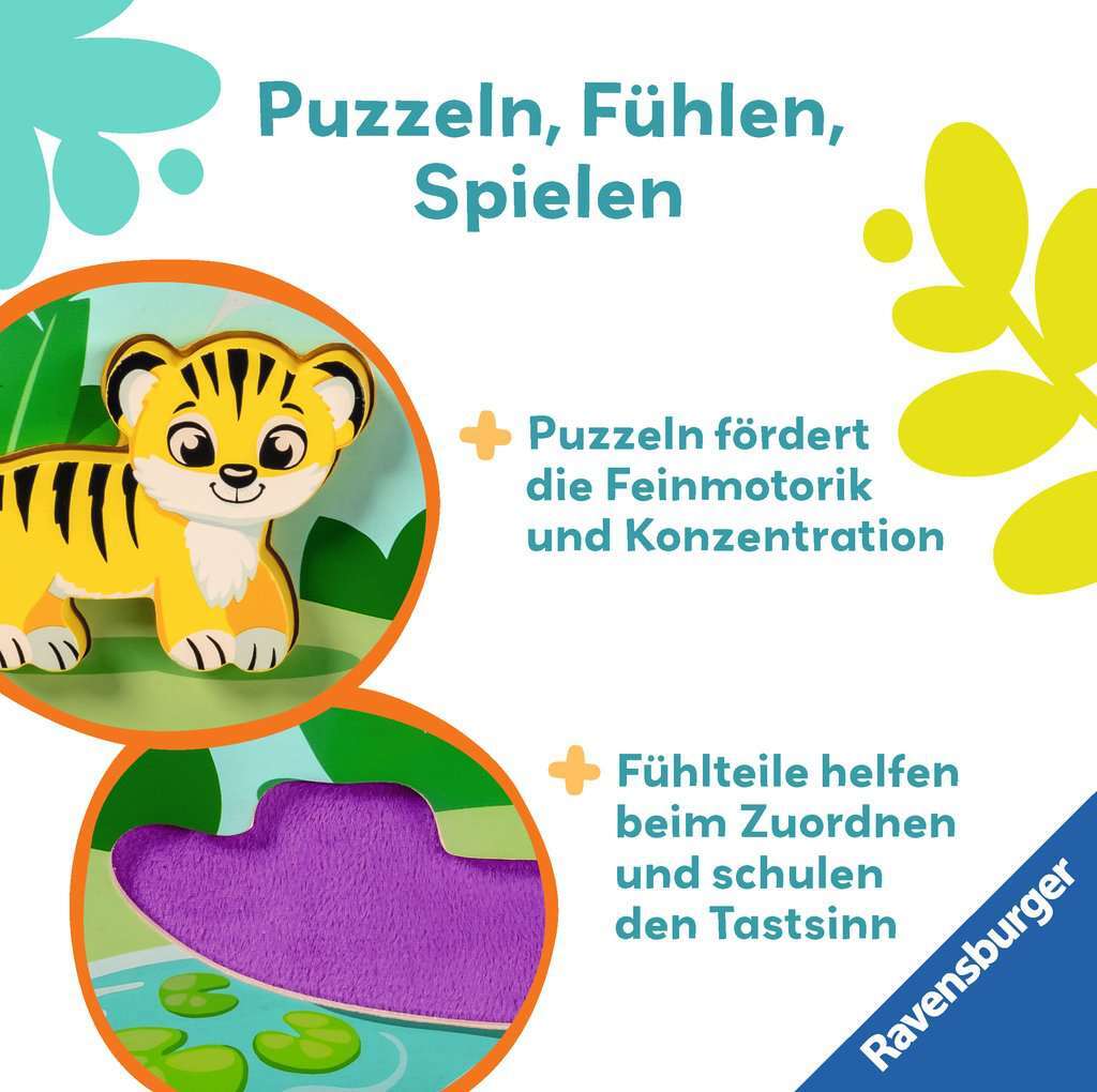 Ravensburger Spiel Play+ Magnetisches Holz-Fühl-Puzzle: Dschungel