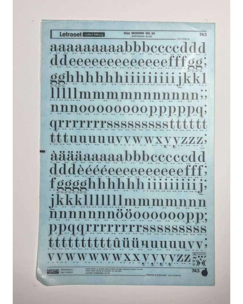 letraset-743- MODERN NO.20 - 60pt