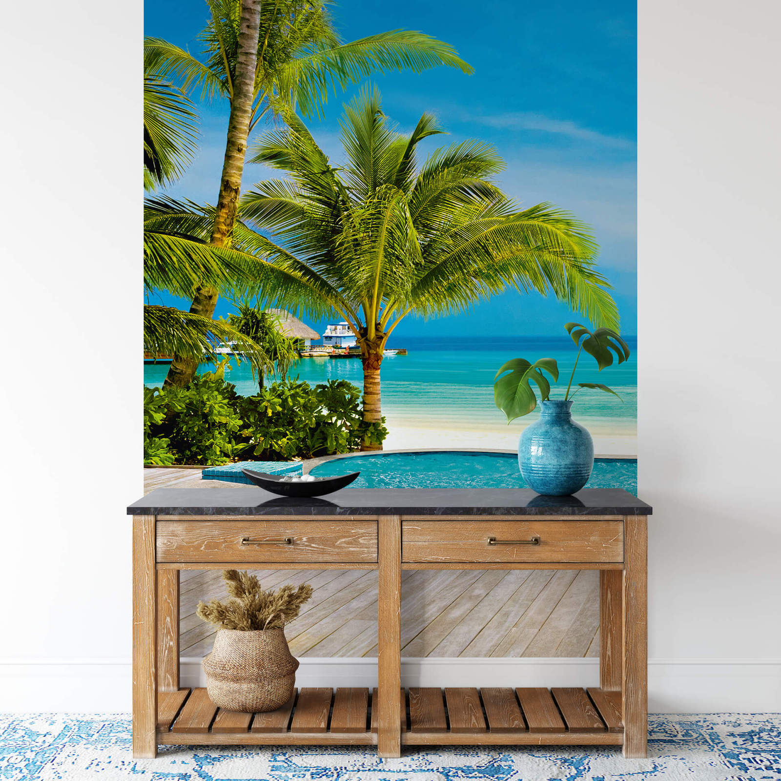 Fototapete DESIGNWALLS 2.0 - türkis-grün - Strand - 2,6 Meter