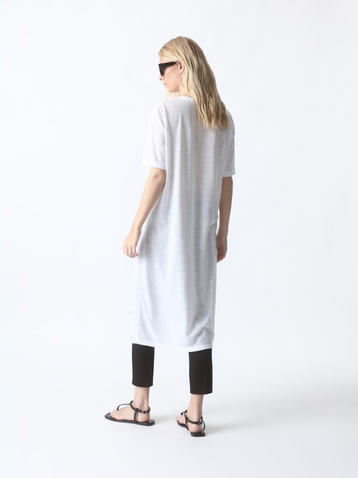 Camiseta longa com fenda - Branca