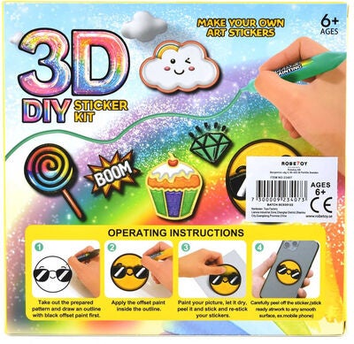 Robetoy 3D DIY Klistremerkesett Penner 10 Stk