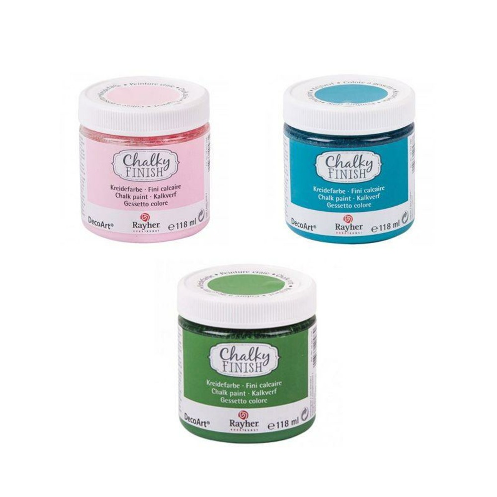 Peinture craie chalky finish 118 ml x 3 - vert-bleu-rose