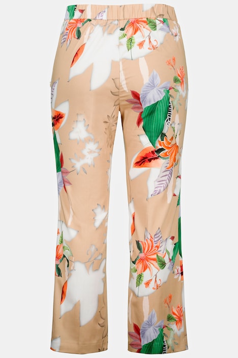 7/8-Bootcut-Hose, Blüten, Bügelfalte, schmales Bein