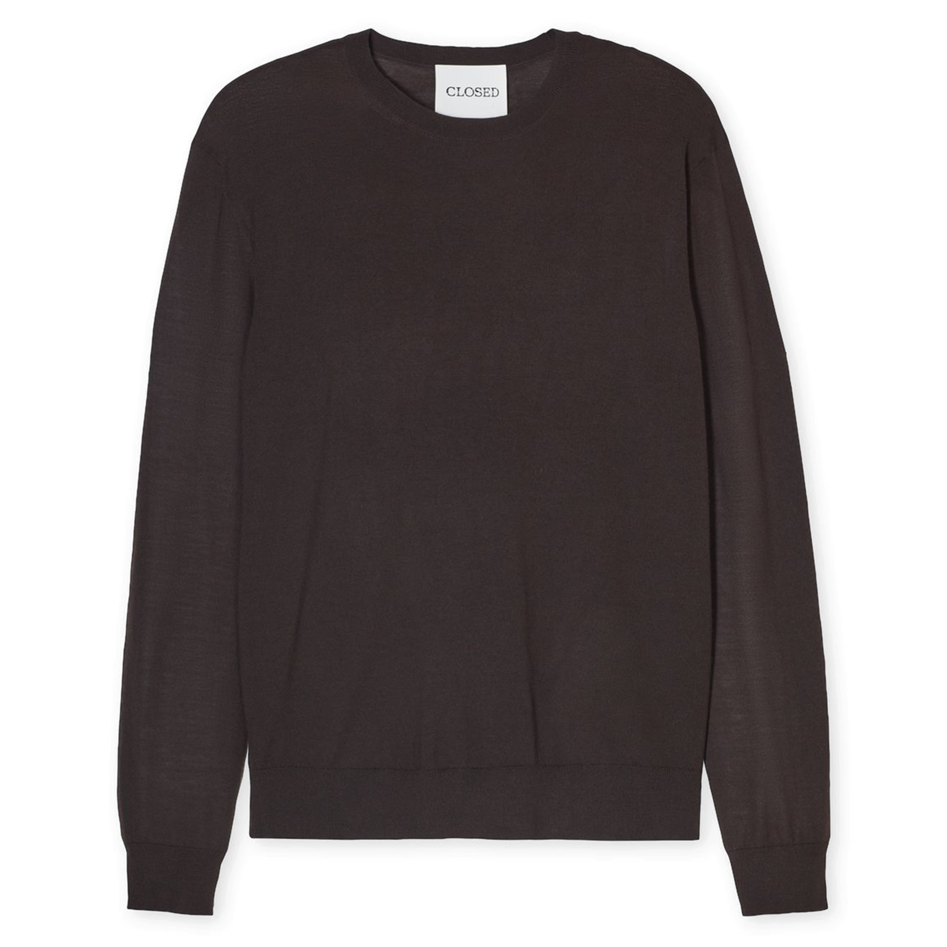 Pull droit col rond en laine | Marron