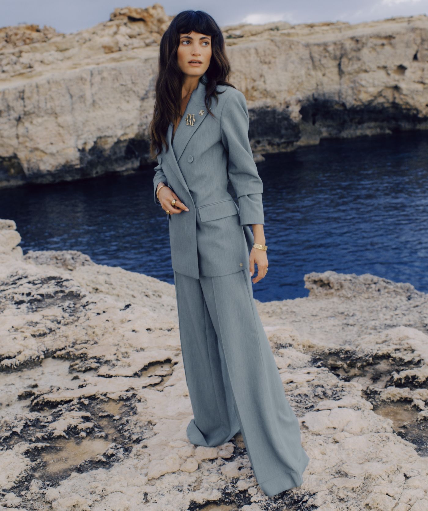JV-KASSIDY fitted blazer - sky blue melange