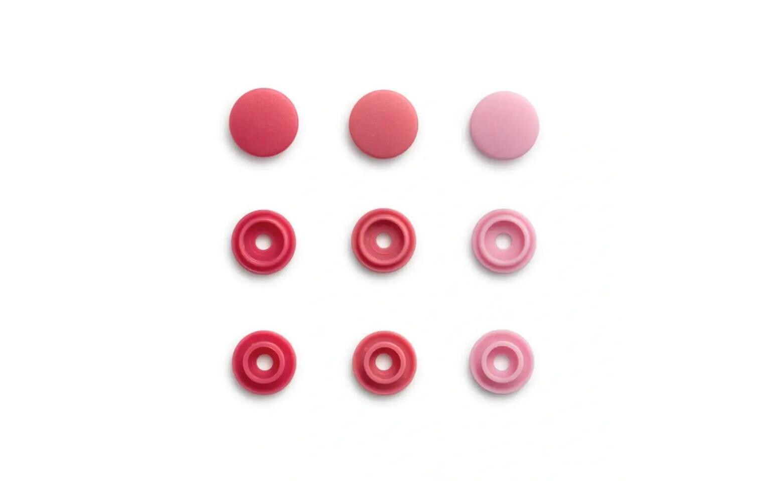 Druckknöpfe Color Snaps Rosa, Ø 9 mm, 36 StückNähfreie Druckknöpfe Mini