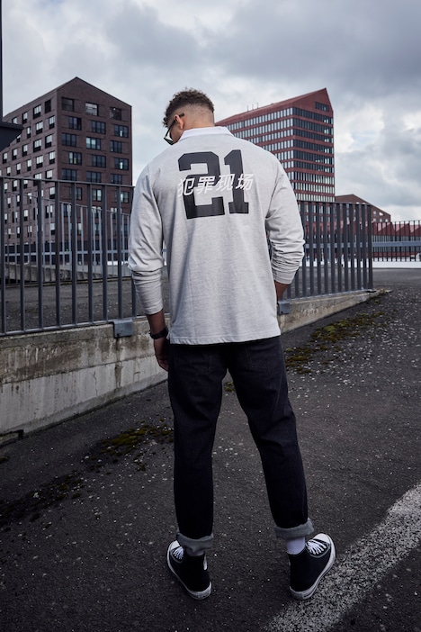 STHUGE Poloshirt, Langarm, Jersey, Rückenprint, bis 8 XL