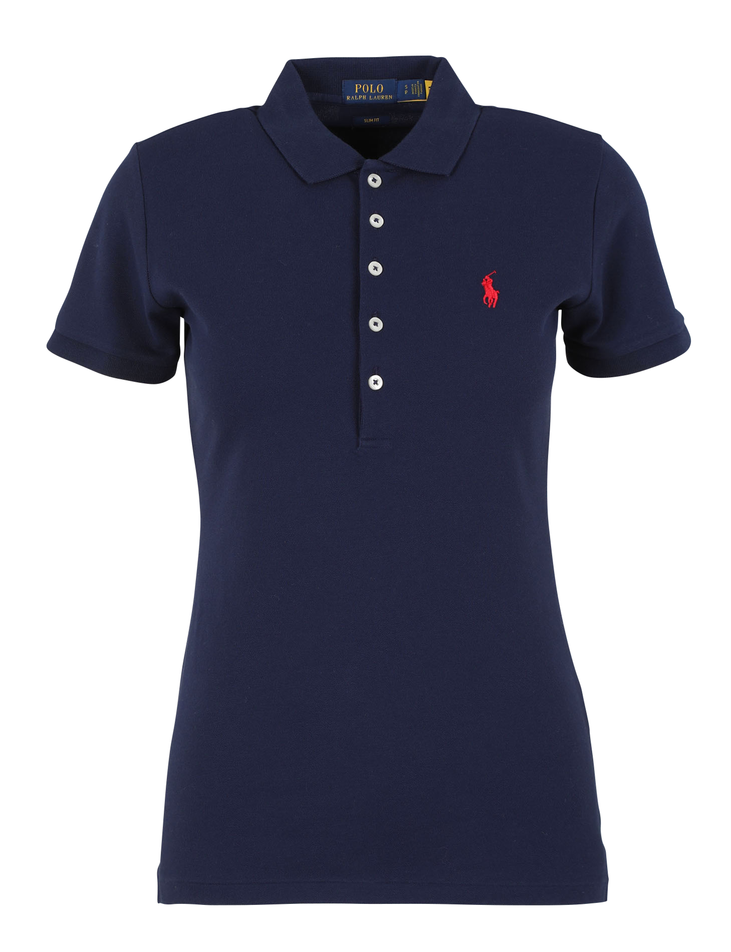 JULIE - Polo brodé en coton stretch | Bleu