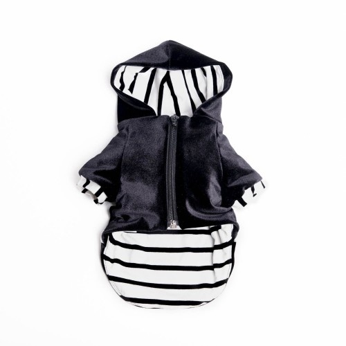 Moletom reversível Pepa Stripes para cães, preto