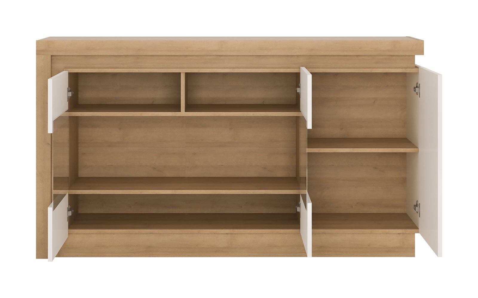 Sideboard Lyon Riviera Eiche-Optik Weiß Hochglanz