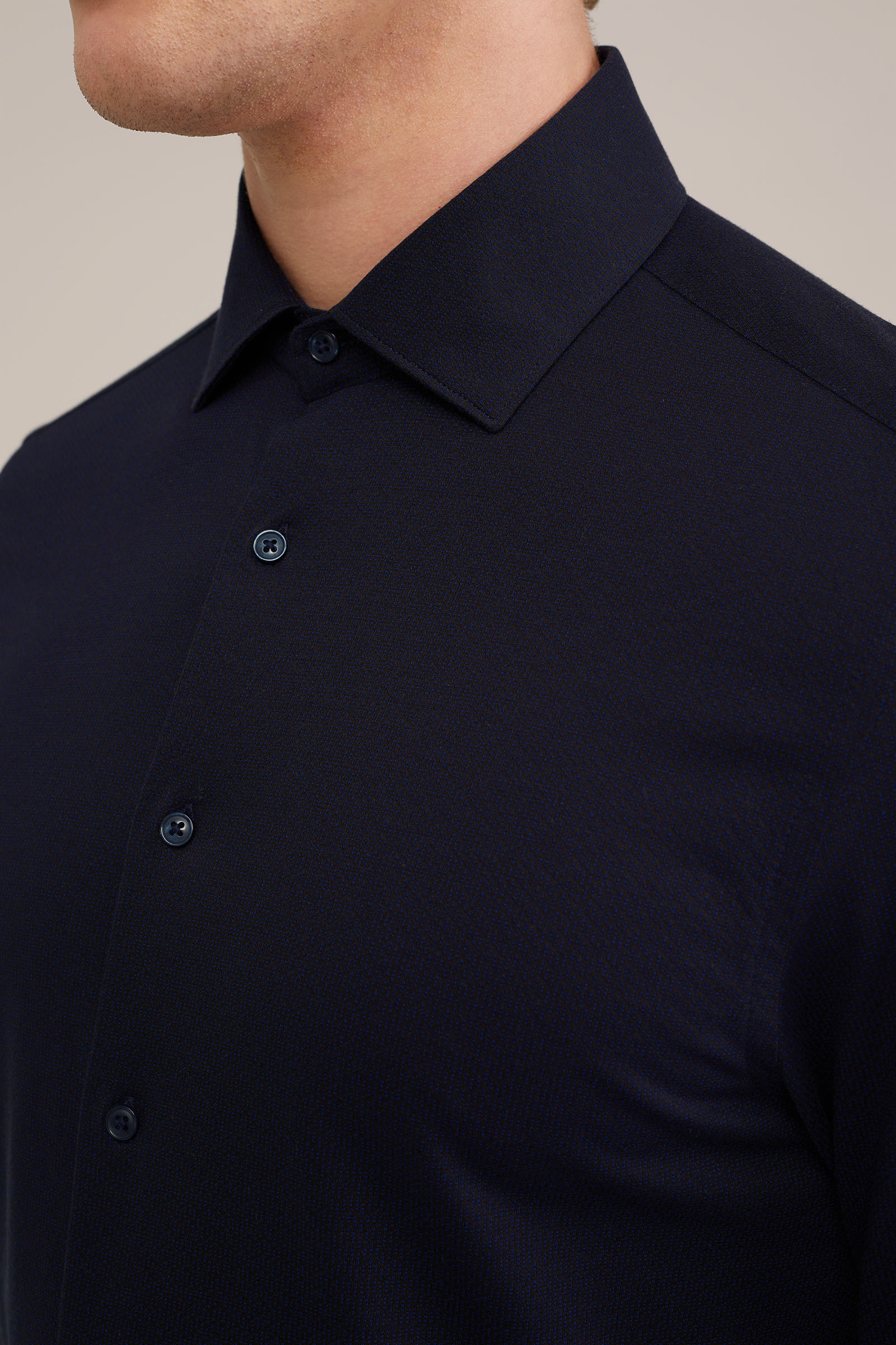 premium jacquard gebreid overhemd met structuur WE Fashion Marineblauw