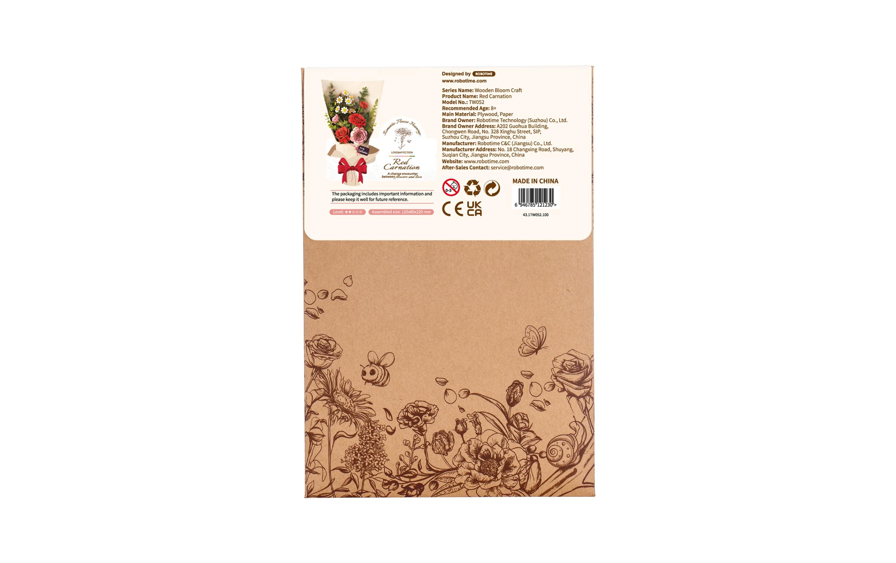 Bausatz Red Carnation 124-teilig3D-Puzzle aus lasergeschnittenen Holzteilen