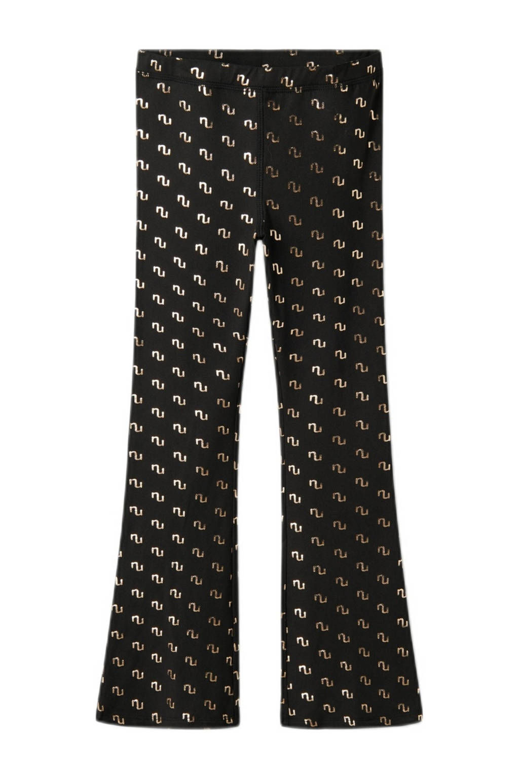 NAME IT flared broek NKFNIKANEL met all over print zwart/goud