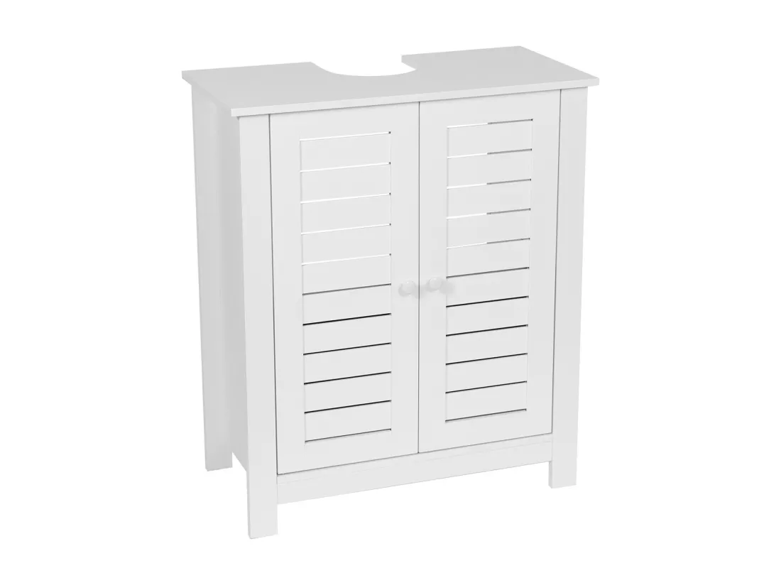 Meuble sous lavabo 2 Portes et 1 Etagère intérieure H 70 cm - Blanc