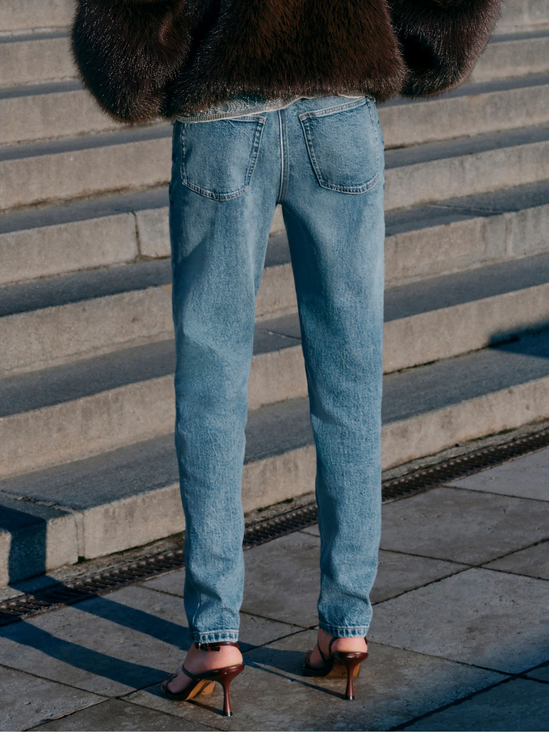 Middenblauw denim - Mom Comfort Jeans met Stretch Column