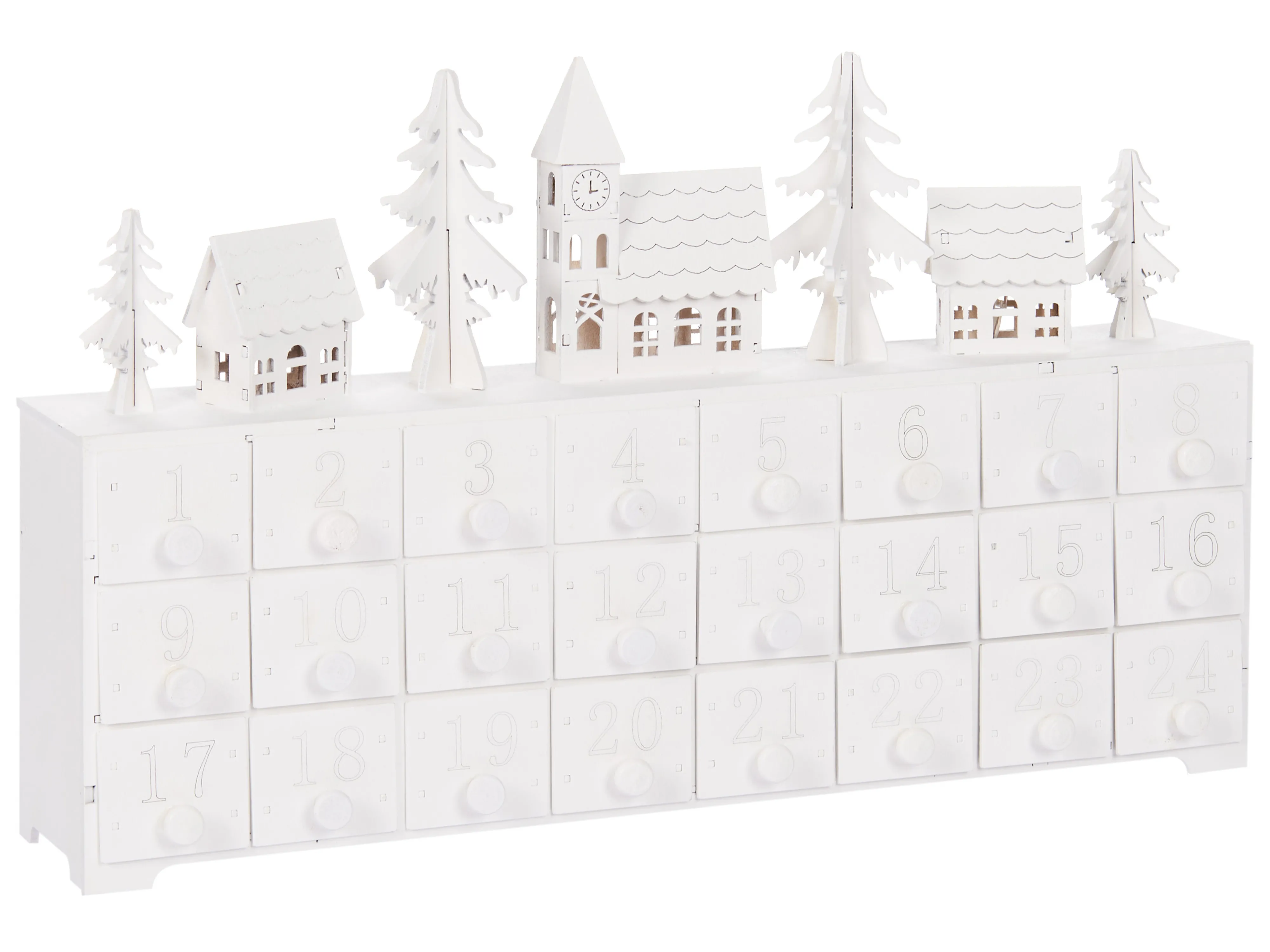 Kerstdecoratie LED MUONIO Adventskalender 24 cm Wit
